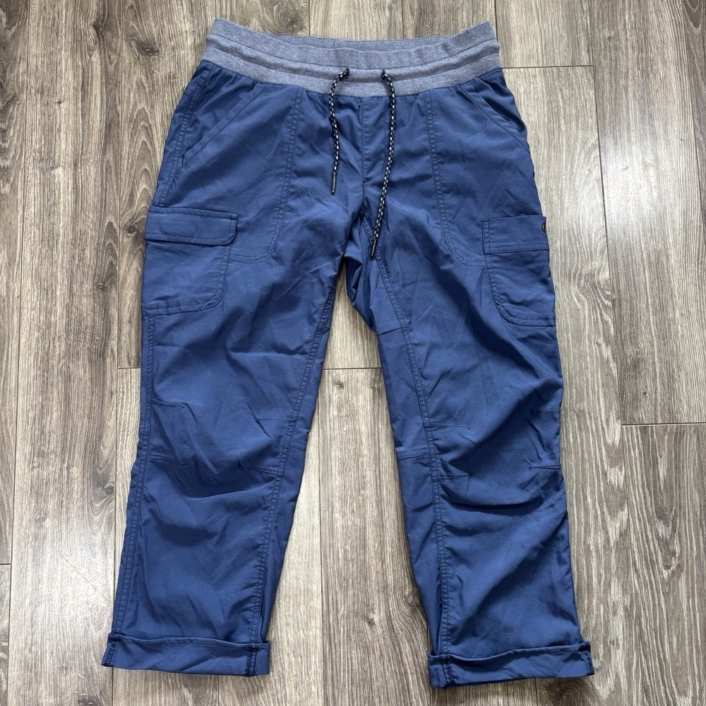 Columbia Womens M Blue Cargo Capri Pants Hiking Outdoor Utility Casual Fishing